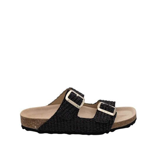Colour_Black(Negre) | Open Toe Raffia Sandal For Women - 1727 D Tabru C12