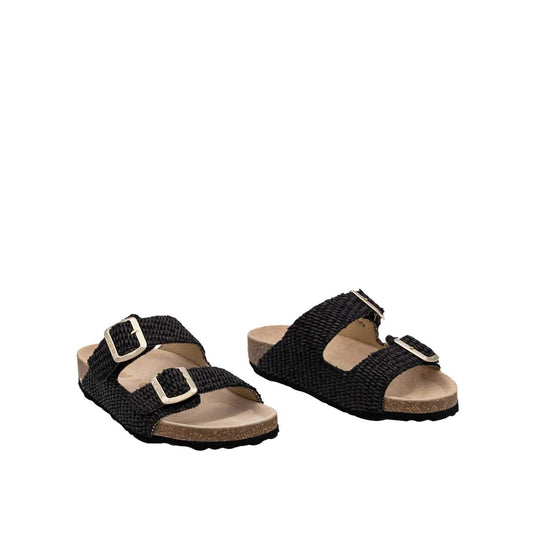 Colour_Black(Negre) | Open Toe Raffia Sandal For Women - 1727 D Tabru C12