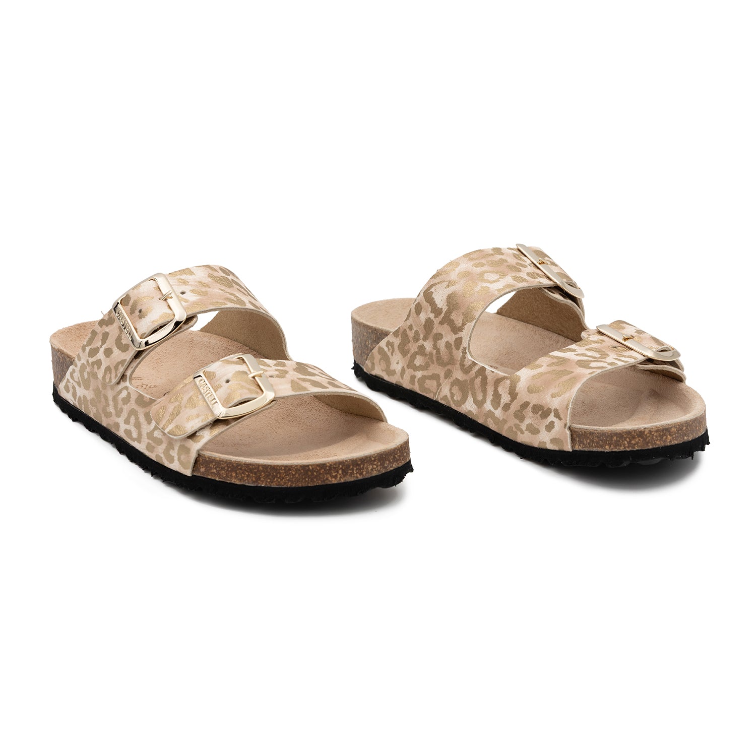 Animal Print Leather Sandal For Women - Benestar 1727 D Leopardino