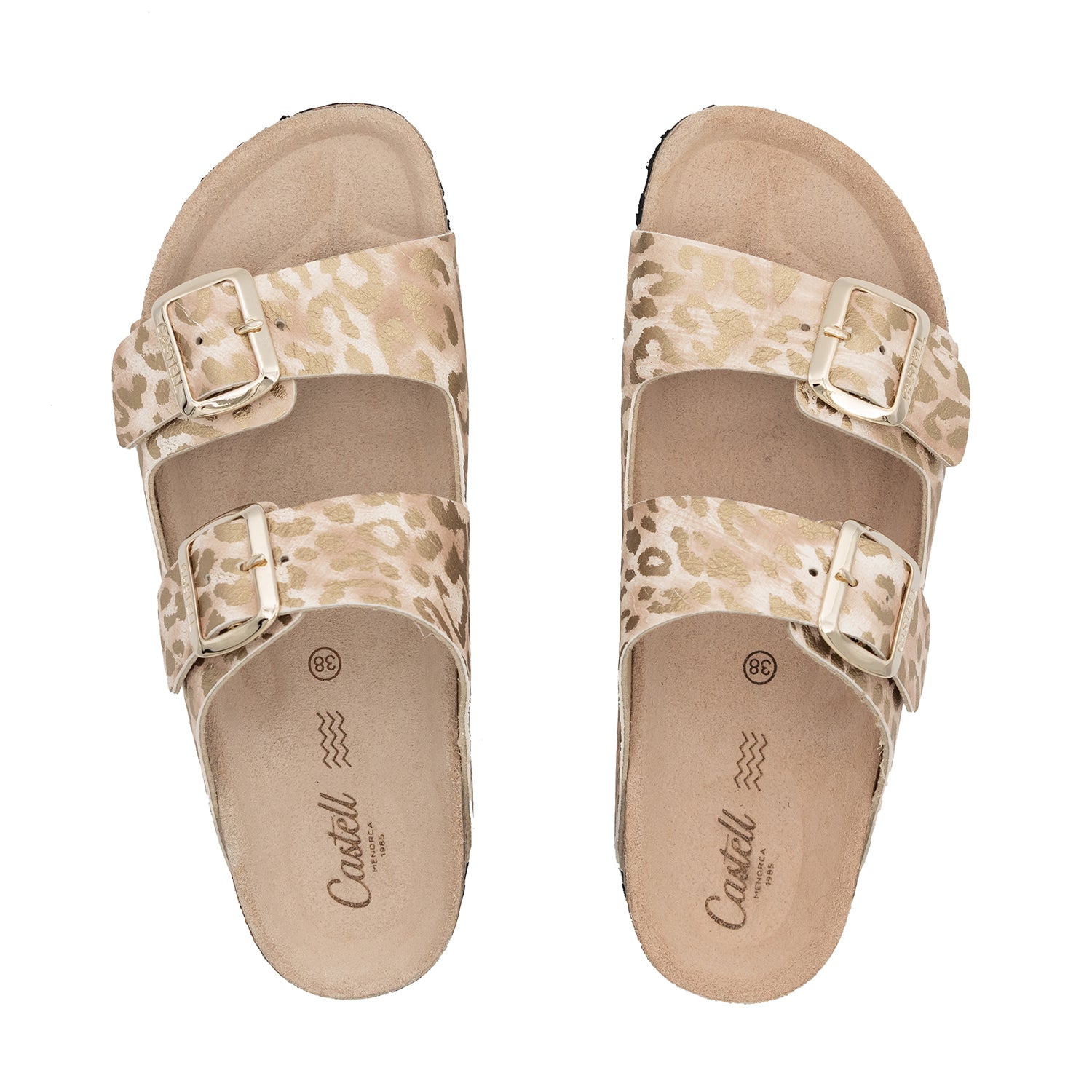 Animal Print Leather Sandal For Women - Benestar 1727 D Leopardino