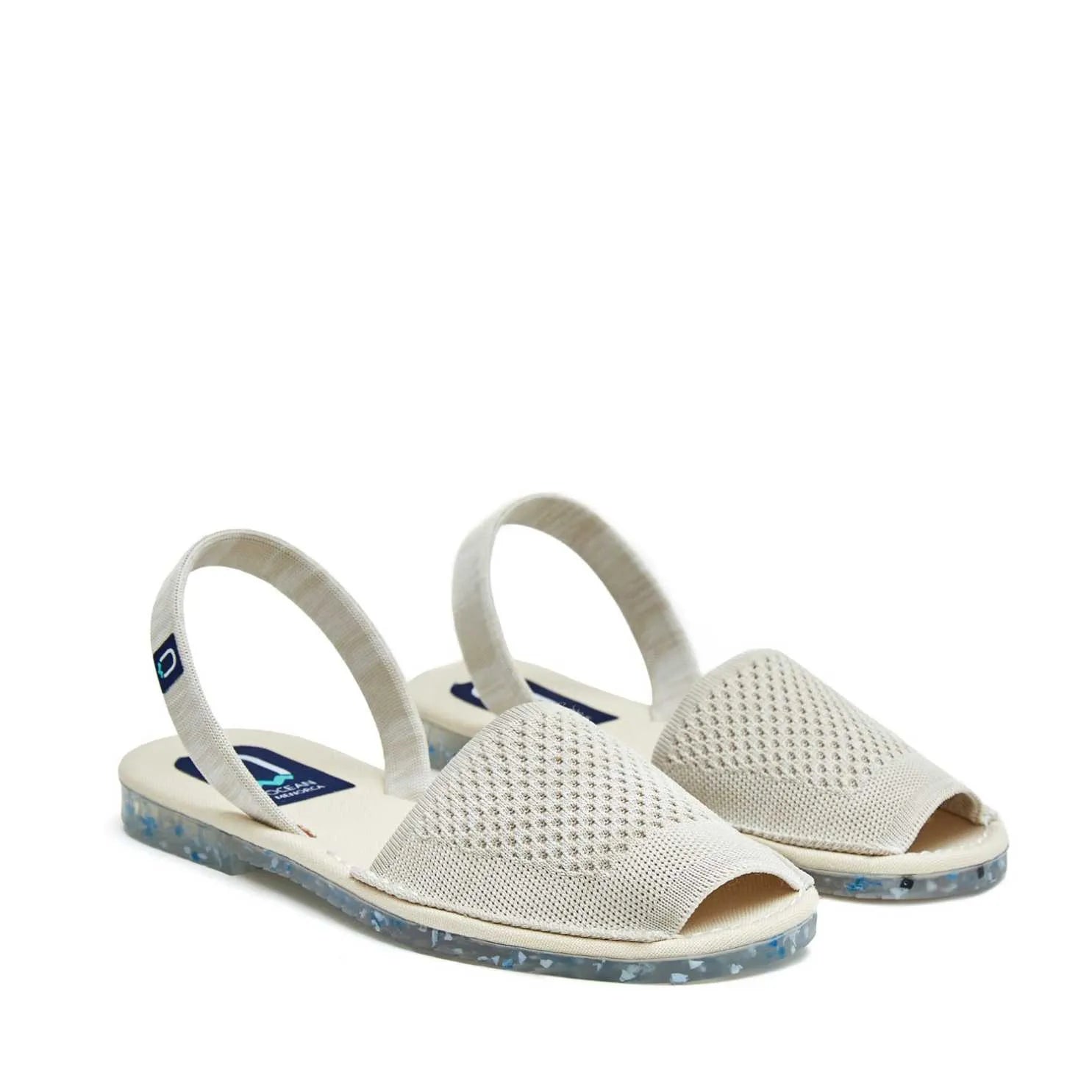 Open Toe Knit Fabric Sandal For Women - Coral Ocean Sequal
