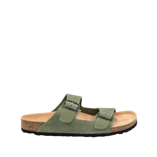 Colour_khaki(Algue) | Leather Sandal With Open Toe for Men - 1727 Greco Nobuck