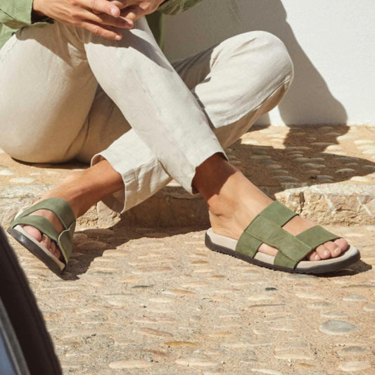 Colour_khaki(Algue) | Classic Leather Sandal For Men - 2428 Bot Nobuck