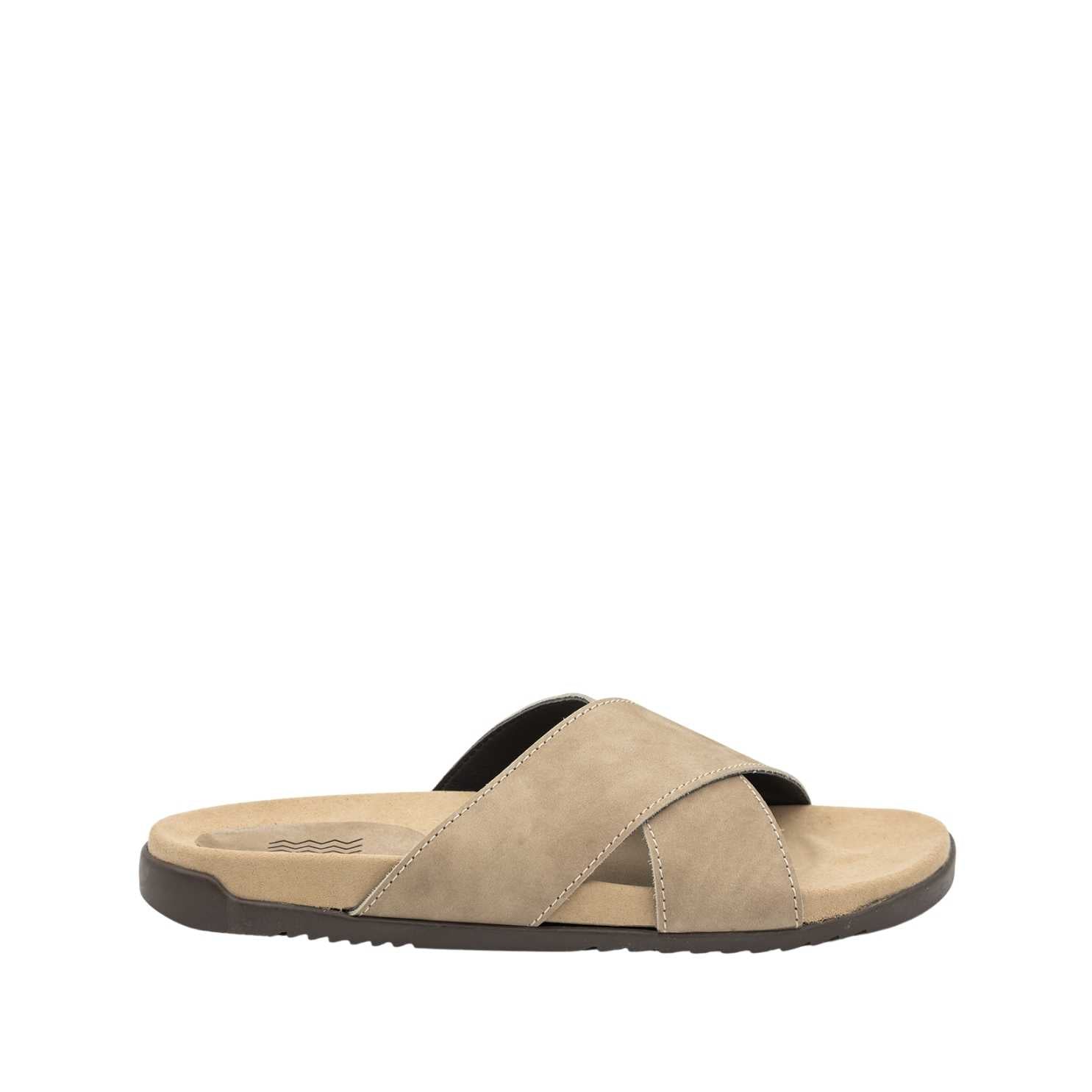 Leather Sandal With Crossed Straps For Men - 2429 Bot Nobuck