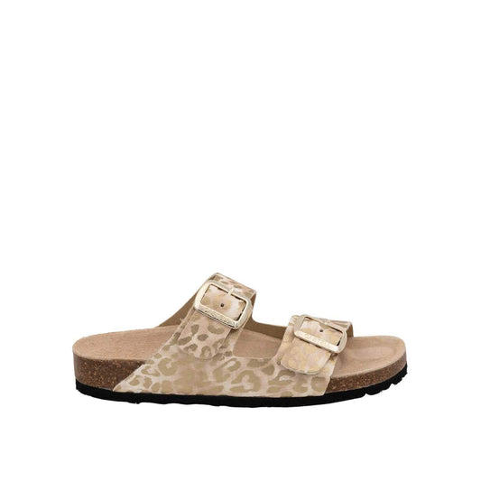 Colour_Taupe(Taupe) |Animal Print Leather Sandal For Women - Benestar 1727 D Leopardino