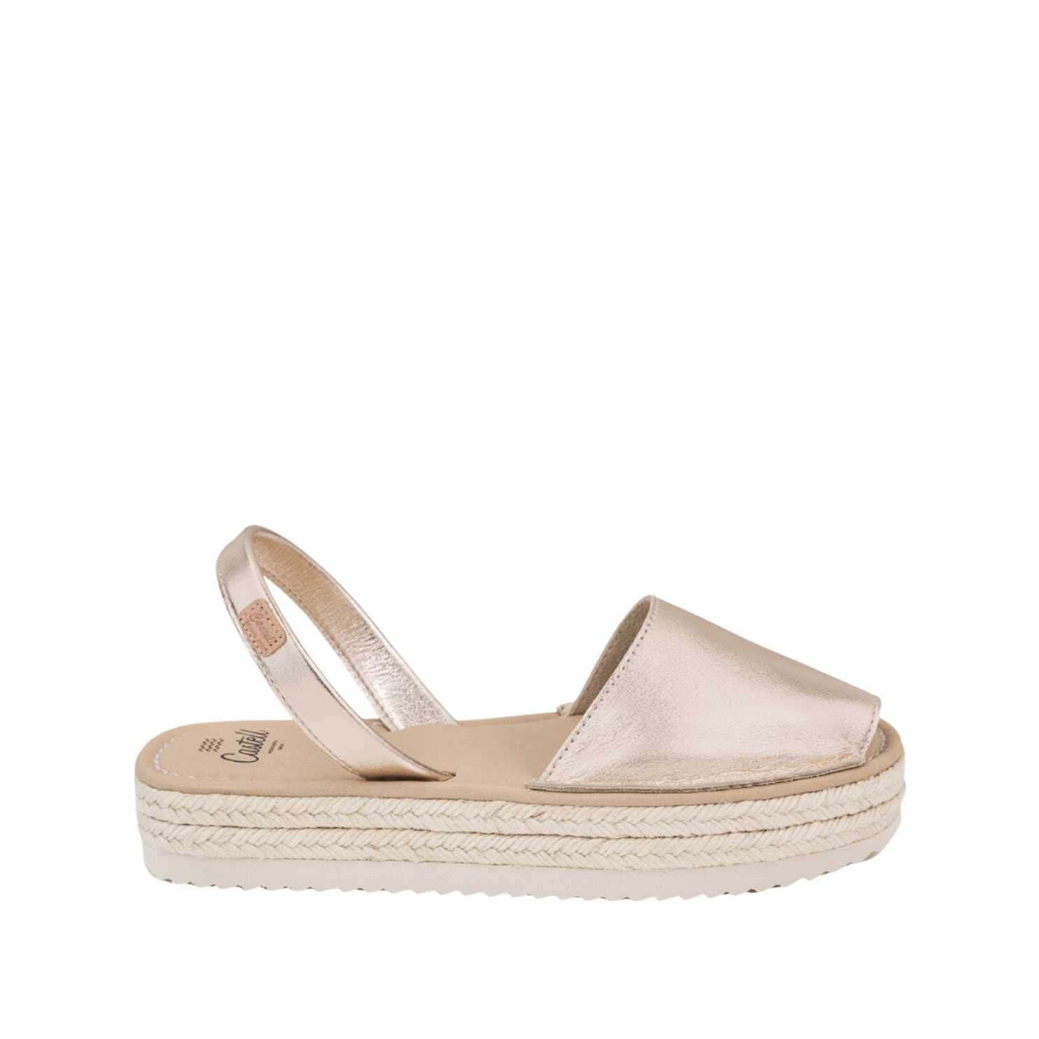 Shop Castell Metallic Platform Leather Menorcan Espadrille For