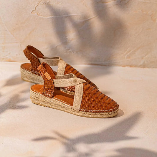 Braided Leather Closed Toe Wedge Espadrille for Women - Siracusa
