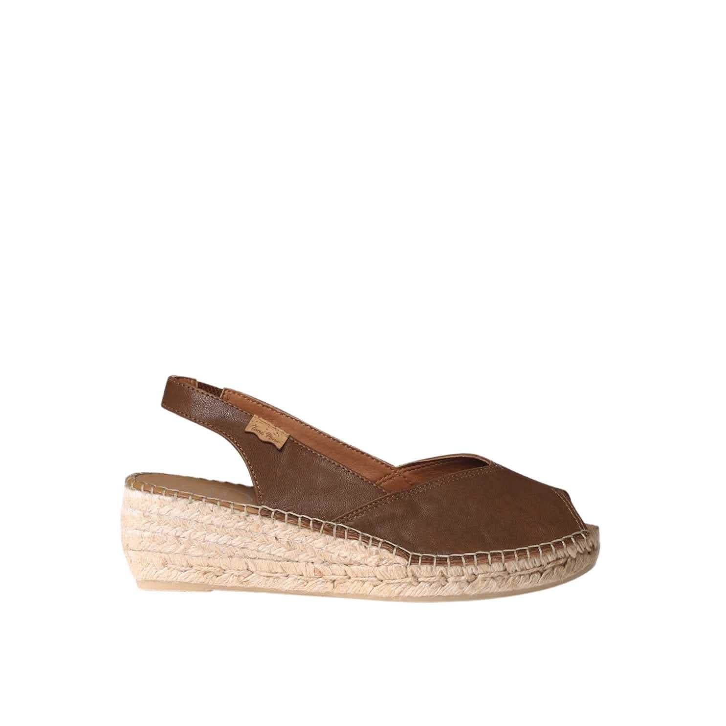 TONI PONS Erica-AS Peep-Toe Espadrilles Aus Glänzendem Leder – Flache Keilabsatz-Schuhe Mit Jutesohle, Rutschfester Gummisohle, Handgefertigt In Spanien