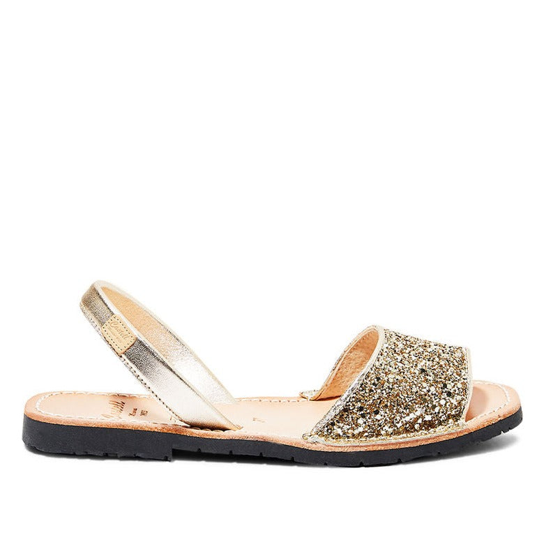 Renewed Glitter Leather Open Toe Menorcan Sandal For Women - Glam 1821R
