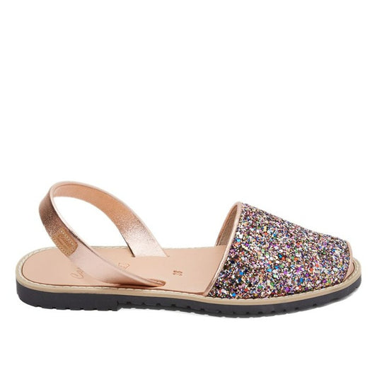 Colour_Multicolor(N5Multi) | Renewed Glitter Leather Open Toe Menorcan Sandal For Women - Madona 1056R