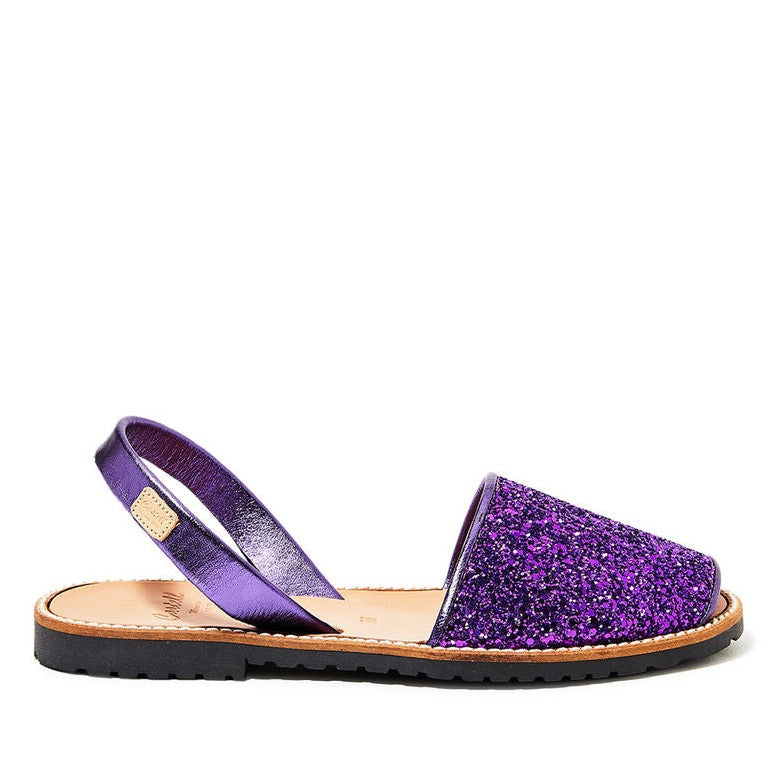 Renewed Glitter Leather Open Toe Menorcan Sandal For Women - Madona 1056R