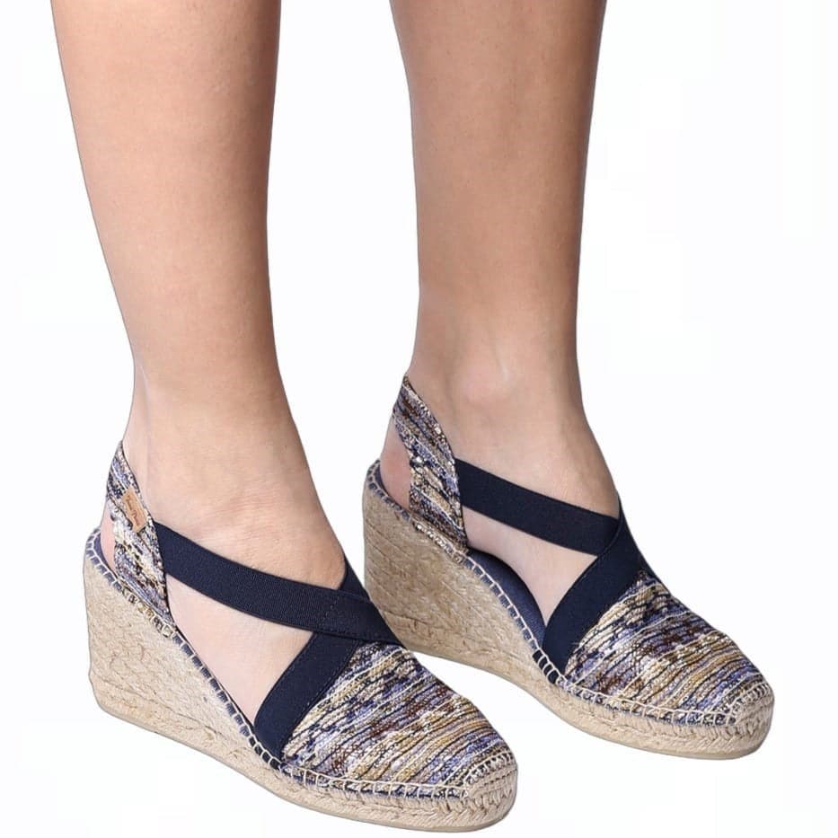 Embroidered Cotton Blend Wedge Espadrille for Women - Terra-7KT